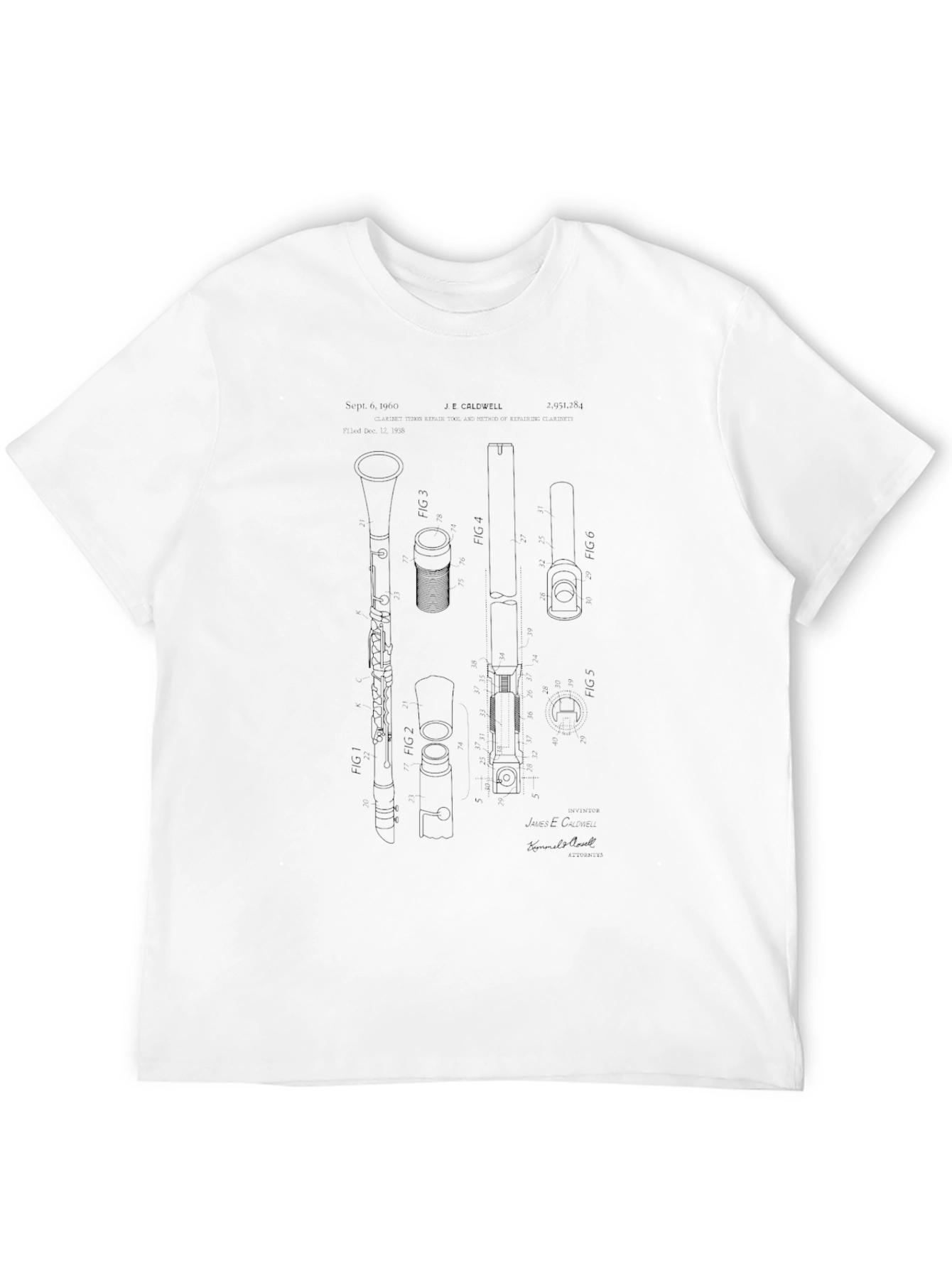 Clarinet Patent Print Black T-Shirt