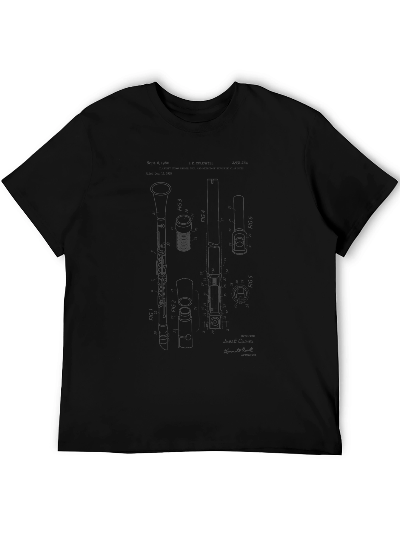 Clarinet Patent Print Black T-Shirt