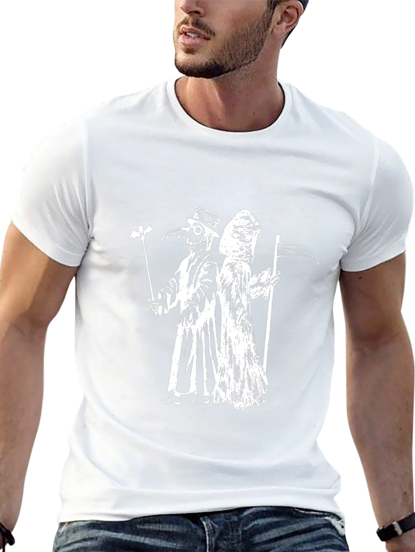 Plague Doctor & Grim Reaper Black Graphic Tee
