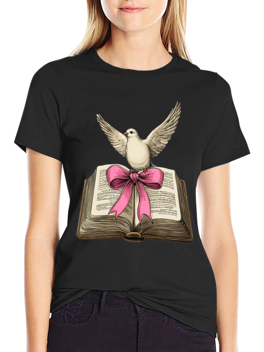 Dove on Book T-Shirt - Peace & Knowledge