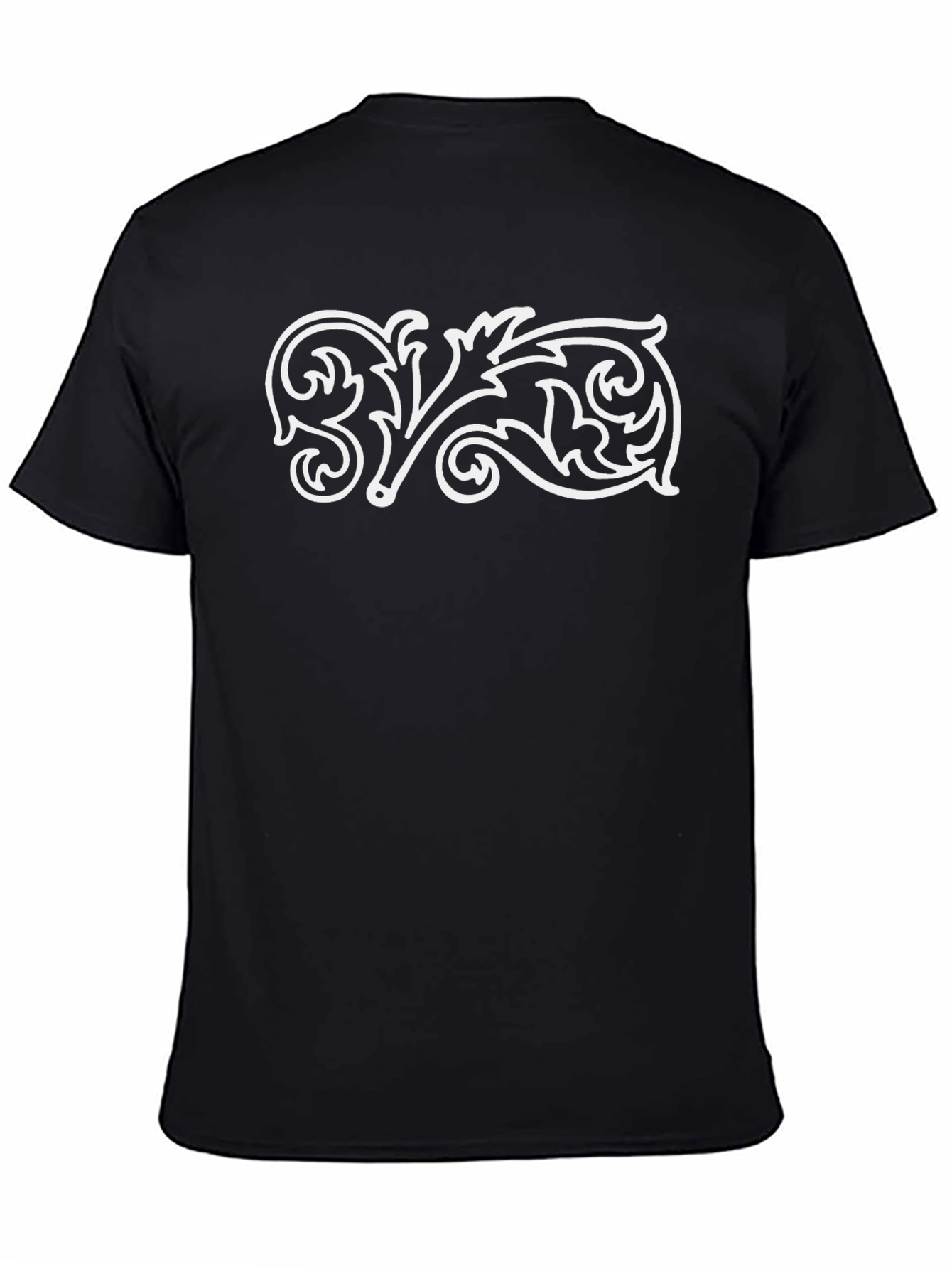 Elegant Ornamental Scroll Black T-Shirt