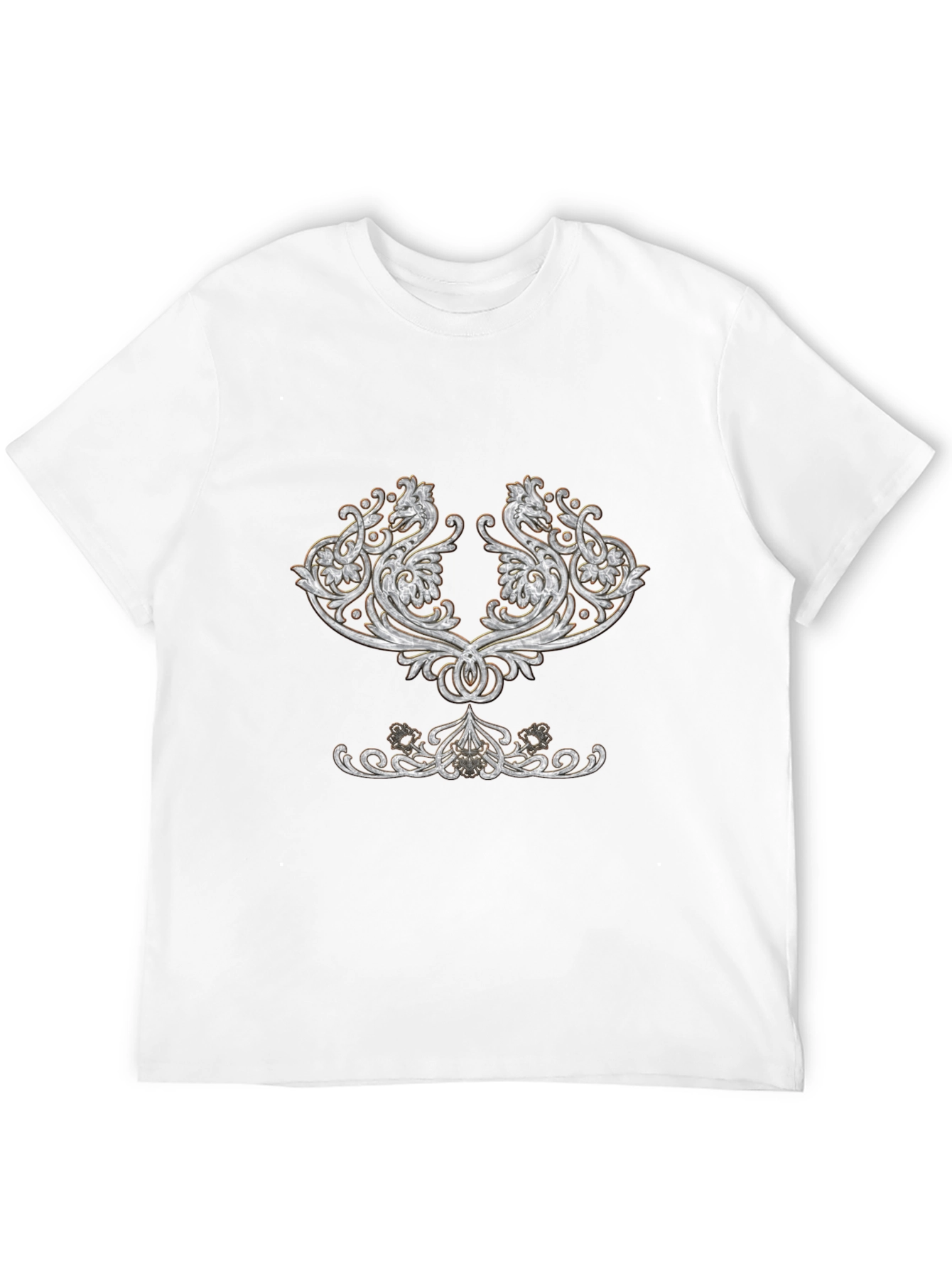 Elegant Black T-Shirt with Ornamental Design