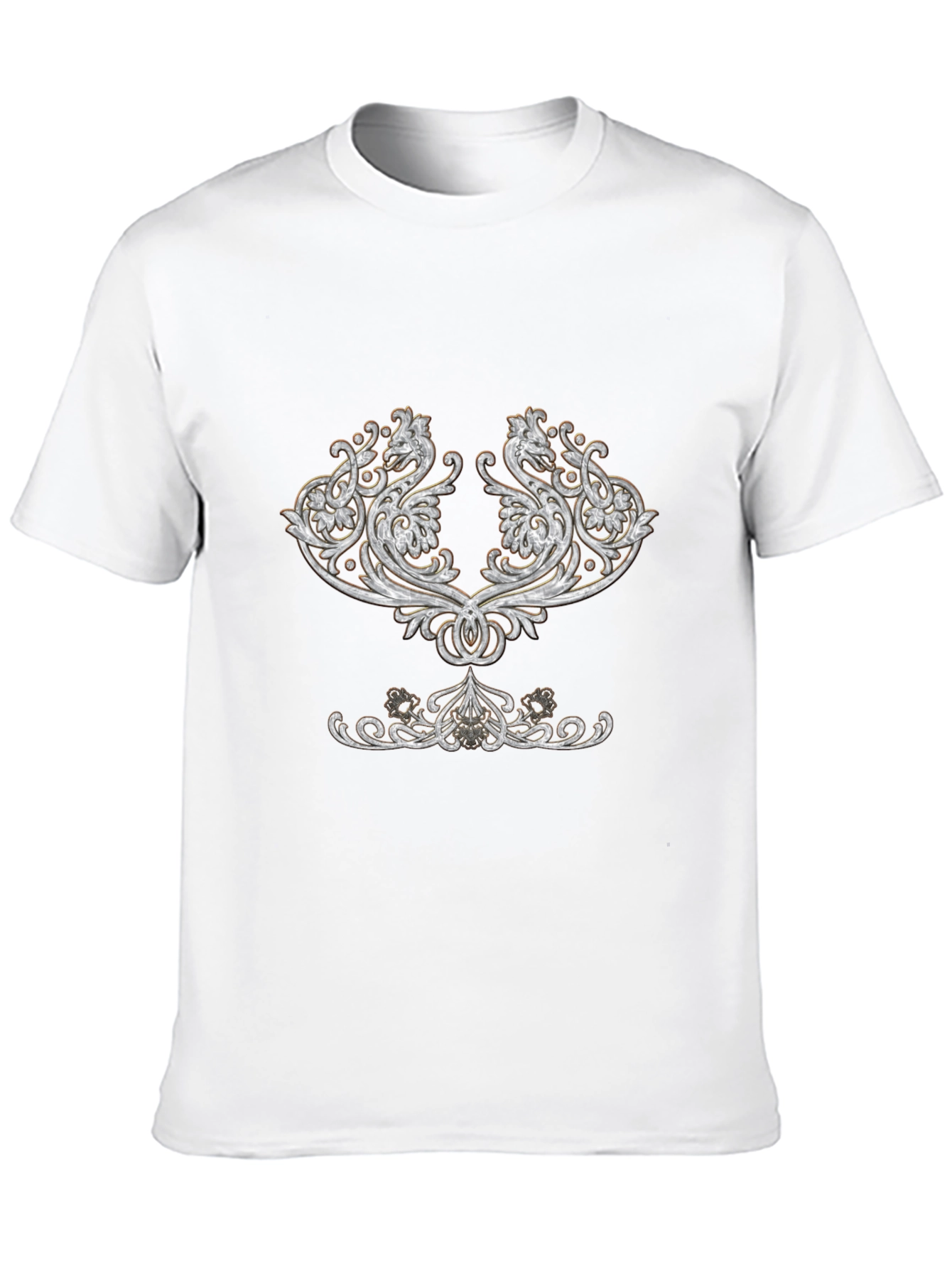 Elegant Black T-Shirt with Ornamental Design