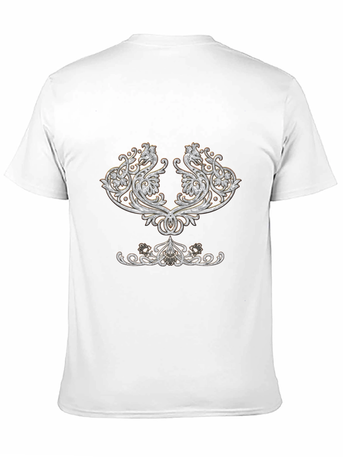 Elegant Black T-Shirt with Ornamental Design