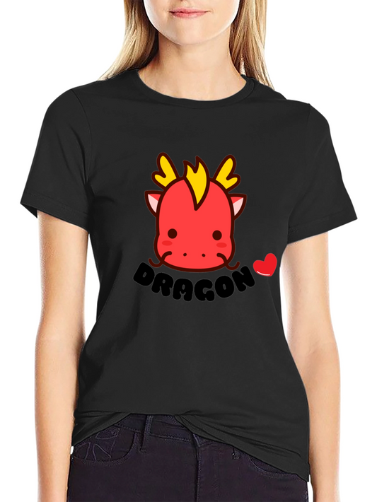 Cute Dragon T-Shirt - Black Cotton Tee