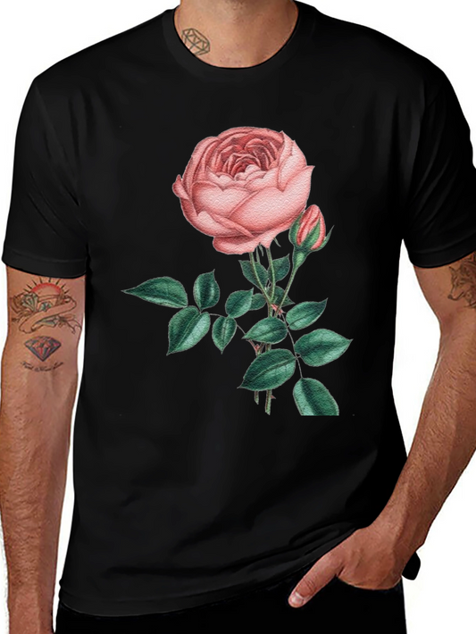 Floral Rose Graphic Black T-Shirt