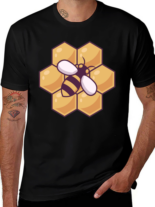 Honeycomb Bee Graphic Tee - Black