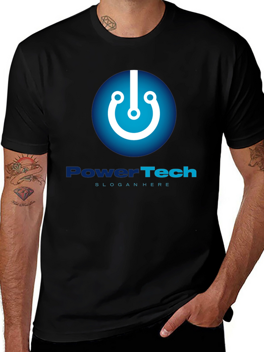 PowerTech Black T-Shirt - Modern Tech Design
