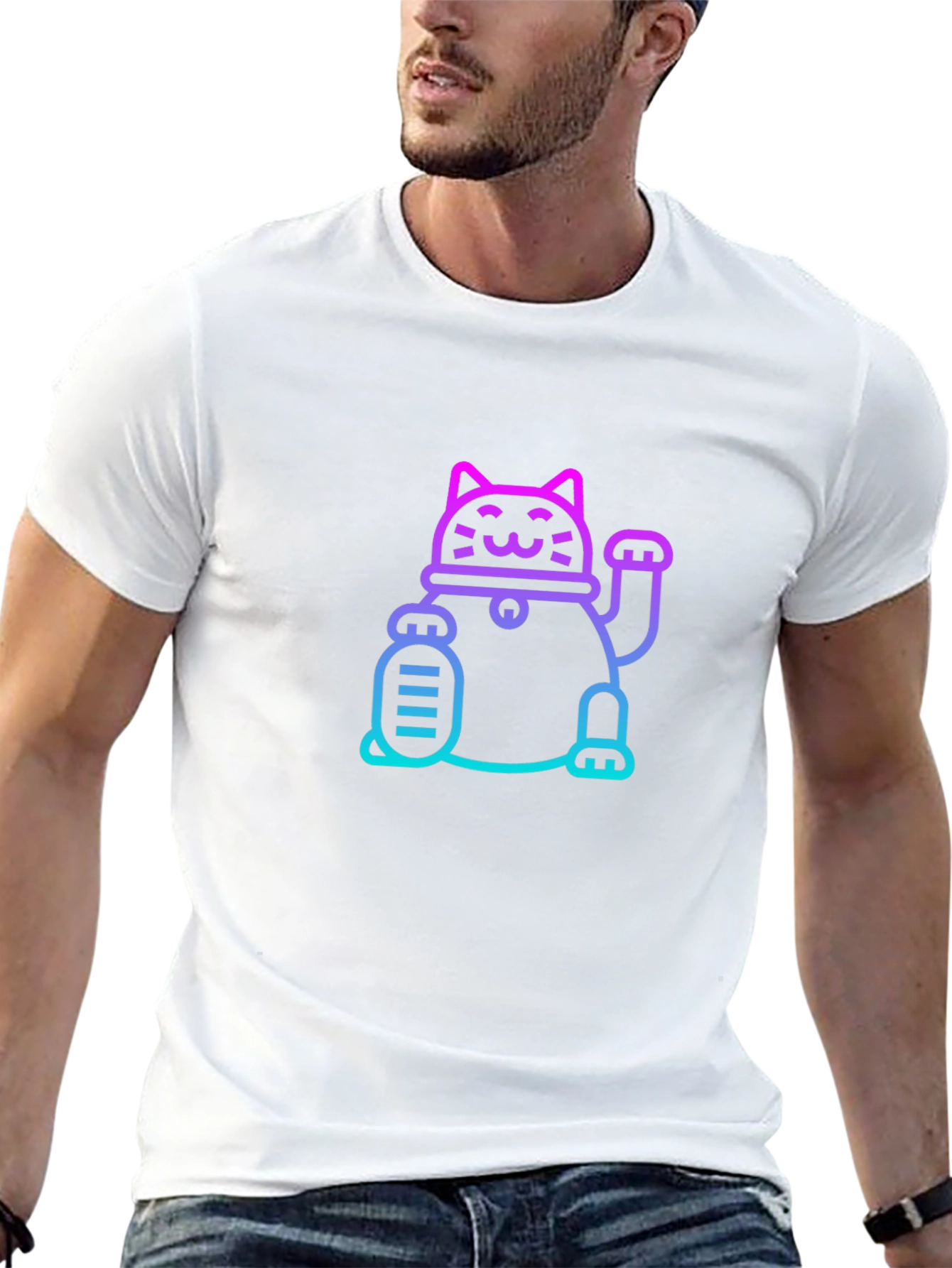 Lucky Cat Graphic Tee - Unisex Black T-Shirt