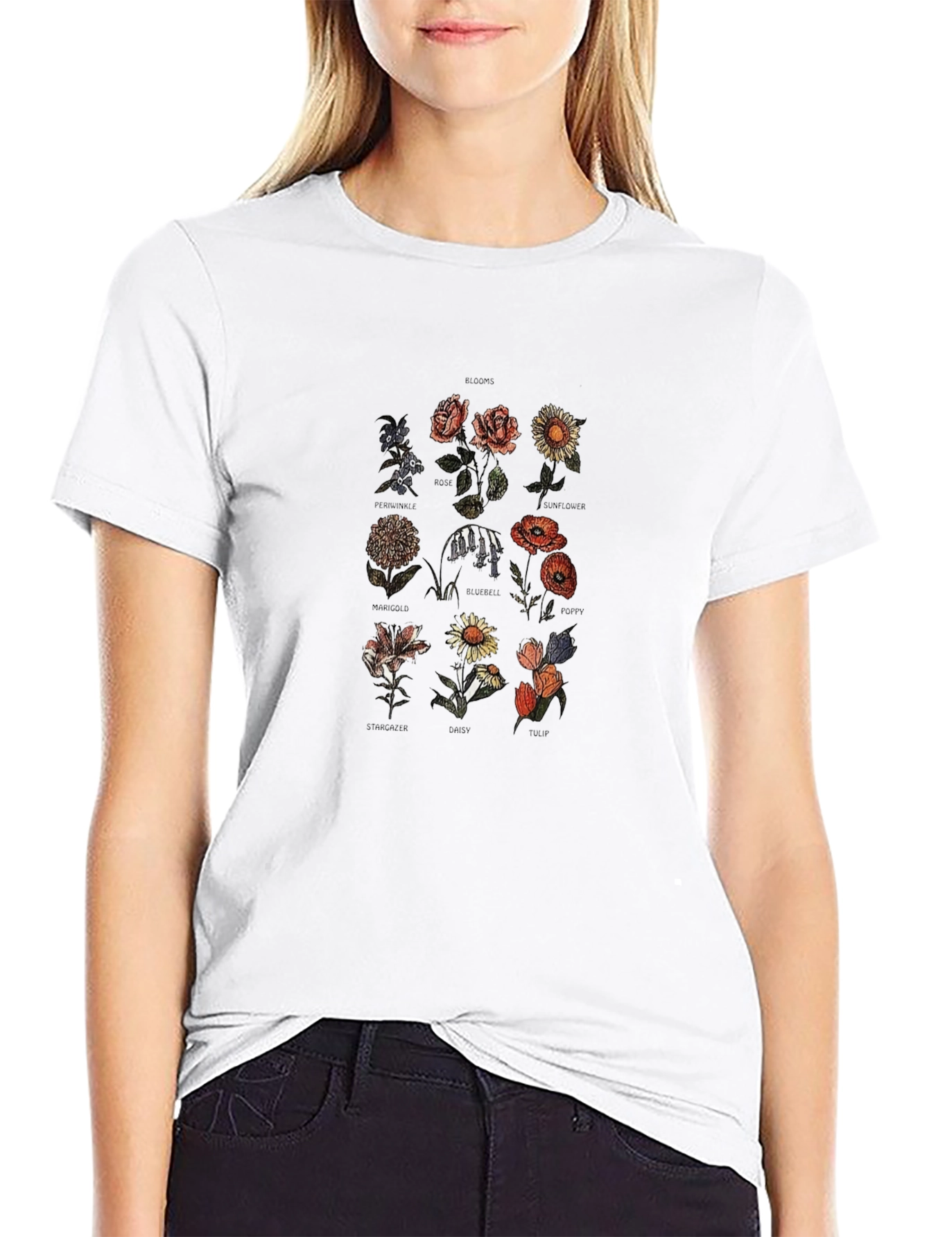 Botanical Flower Chart Graphic T-Shirt