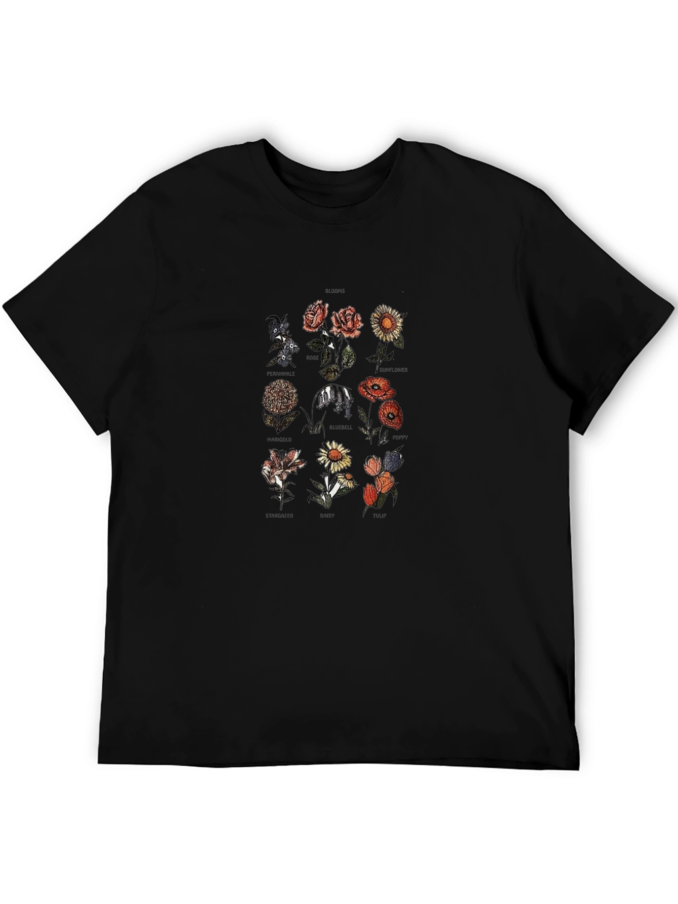 Botanical Flower Chart Graphic T-Shirt