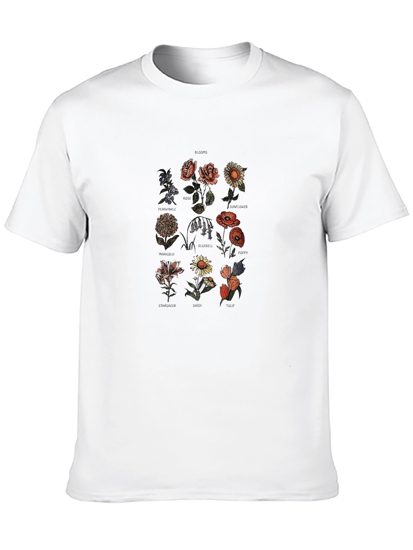 Botanical Flower Chart Graphic T-Shirt