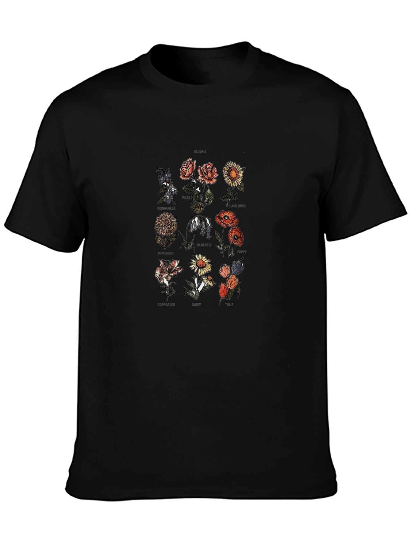 Botanical Flower Chart Graphic T-Shirt