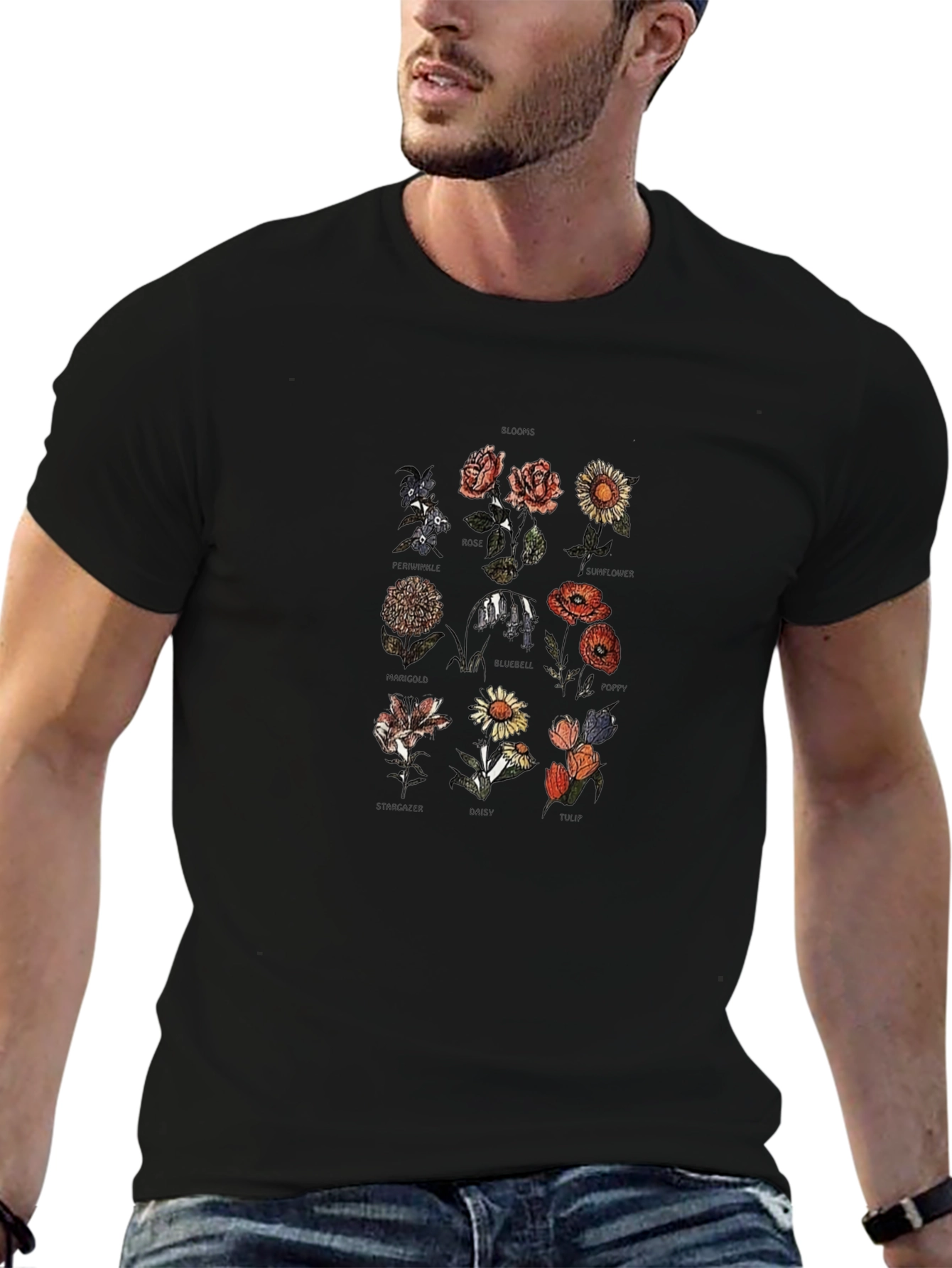 Botanical Flower Chart Graphic T-Shirt