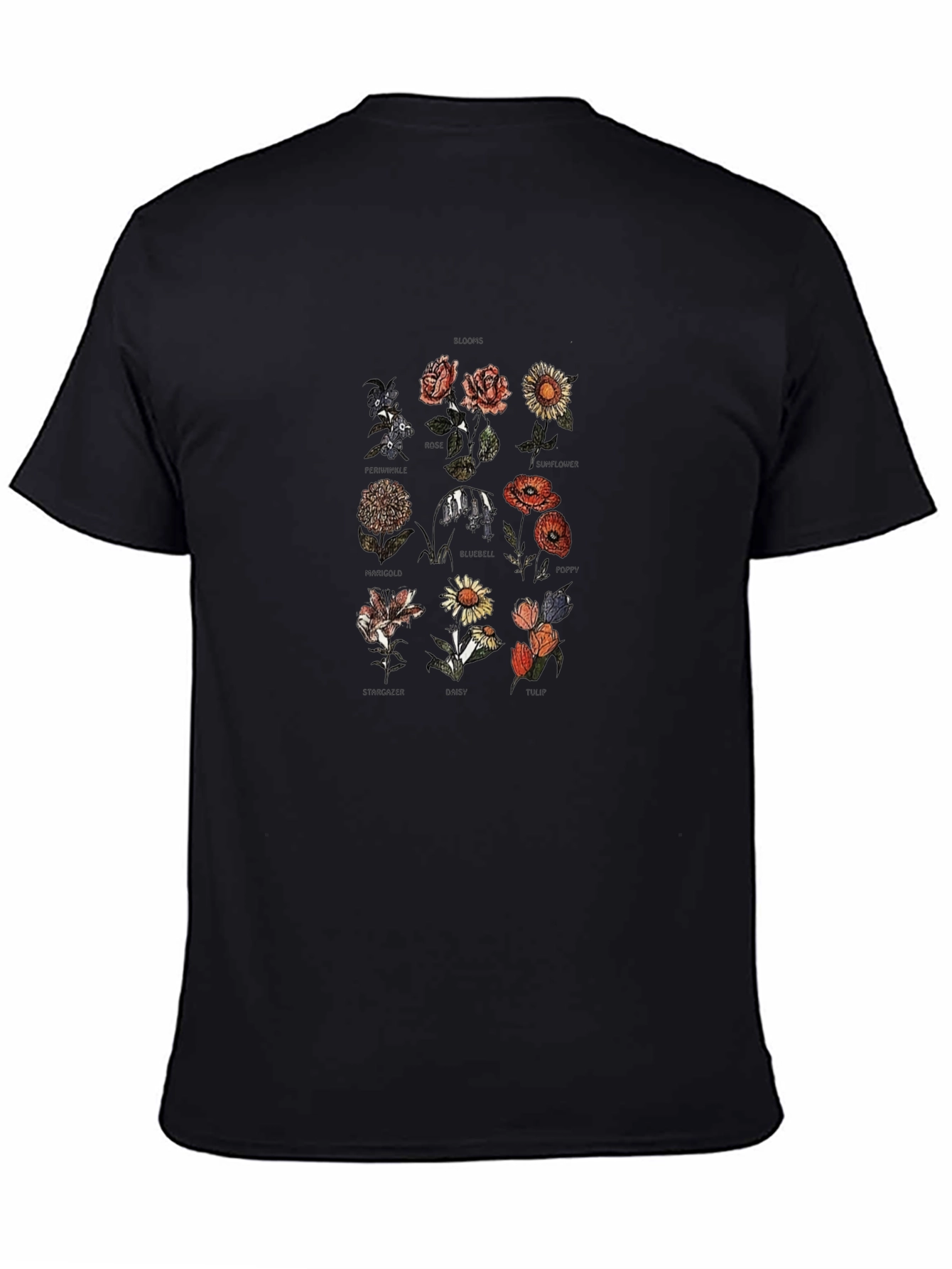 Botanical Flower Chart Graphic T-Shirt