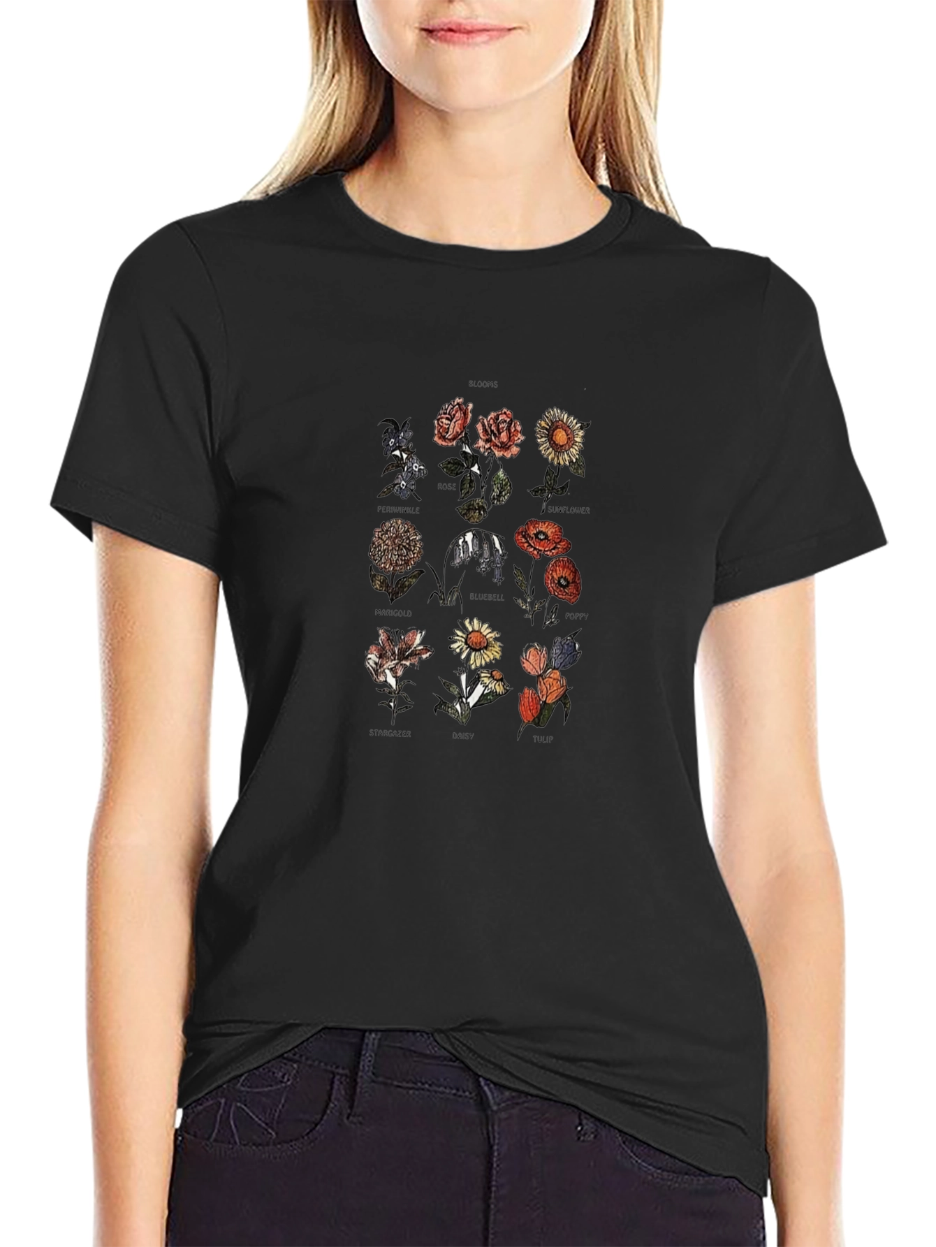 Botanical Flower Chart Graphic T-Shirt