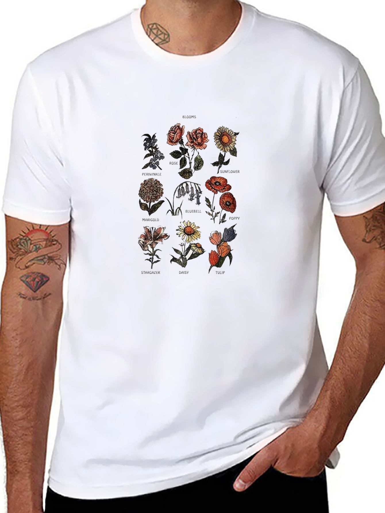 Botanical Flower Chart Graphic T-Shirt