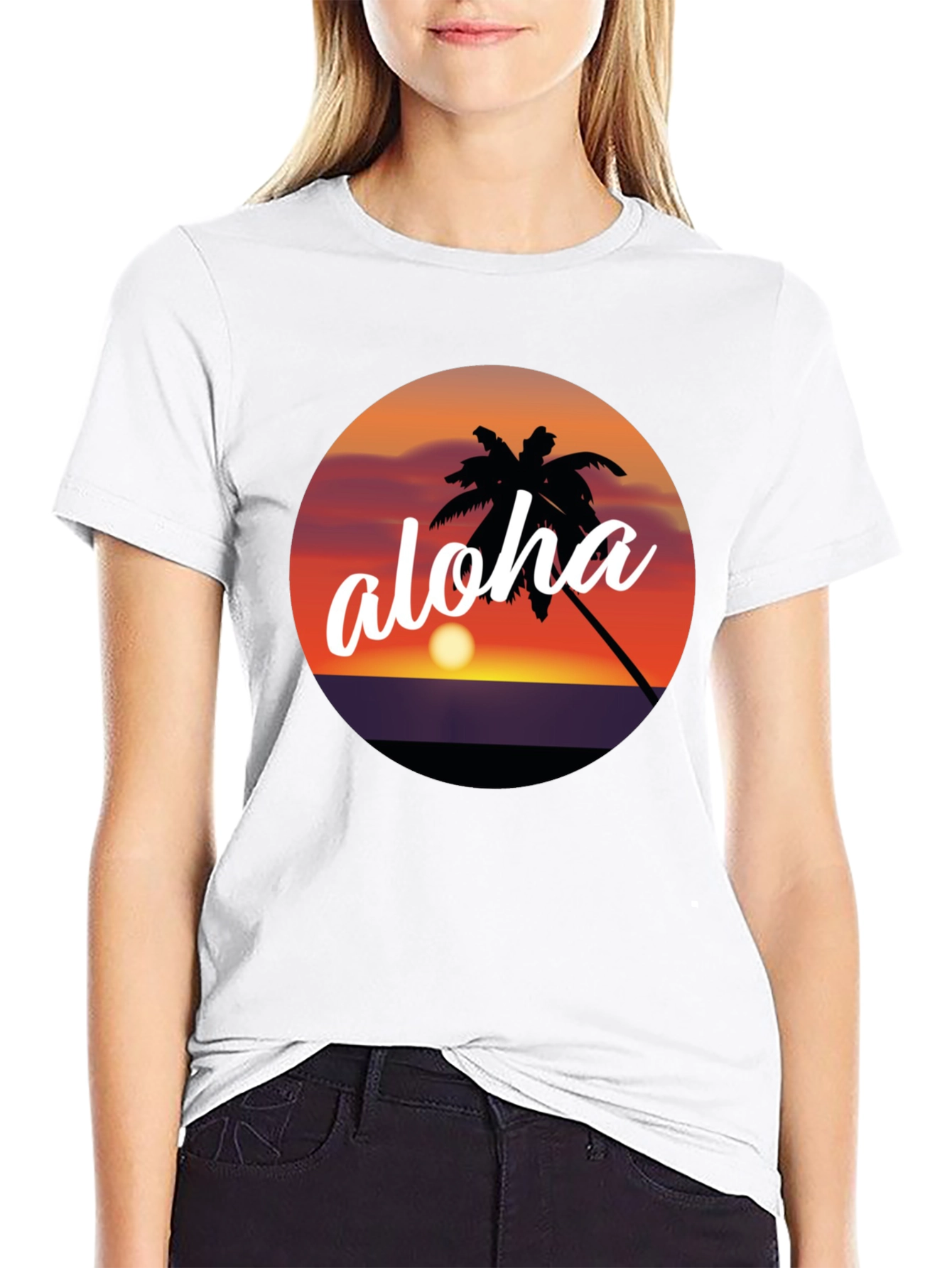 Aloha Palm Tree Sunset Graphic T-Shirt
