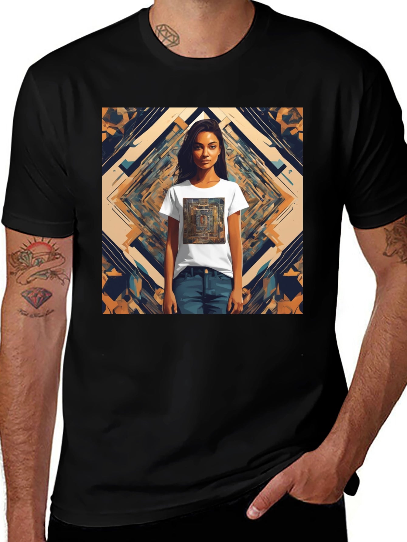 Abstract Graphic Tee - Edgy Style