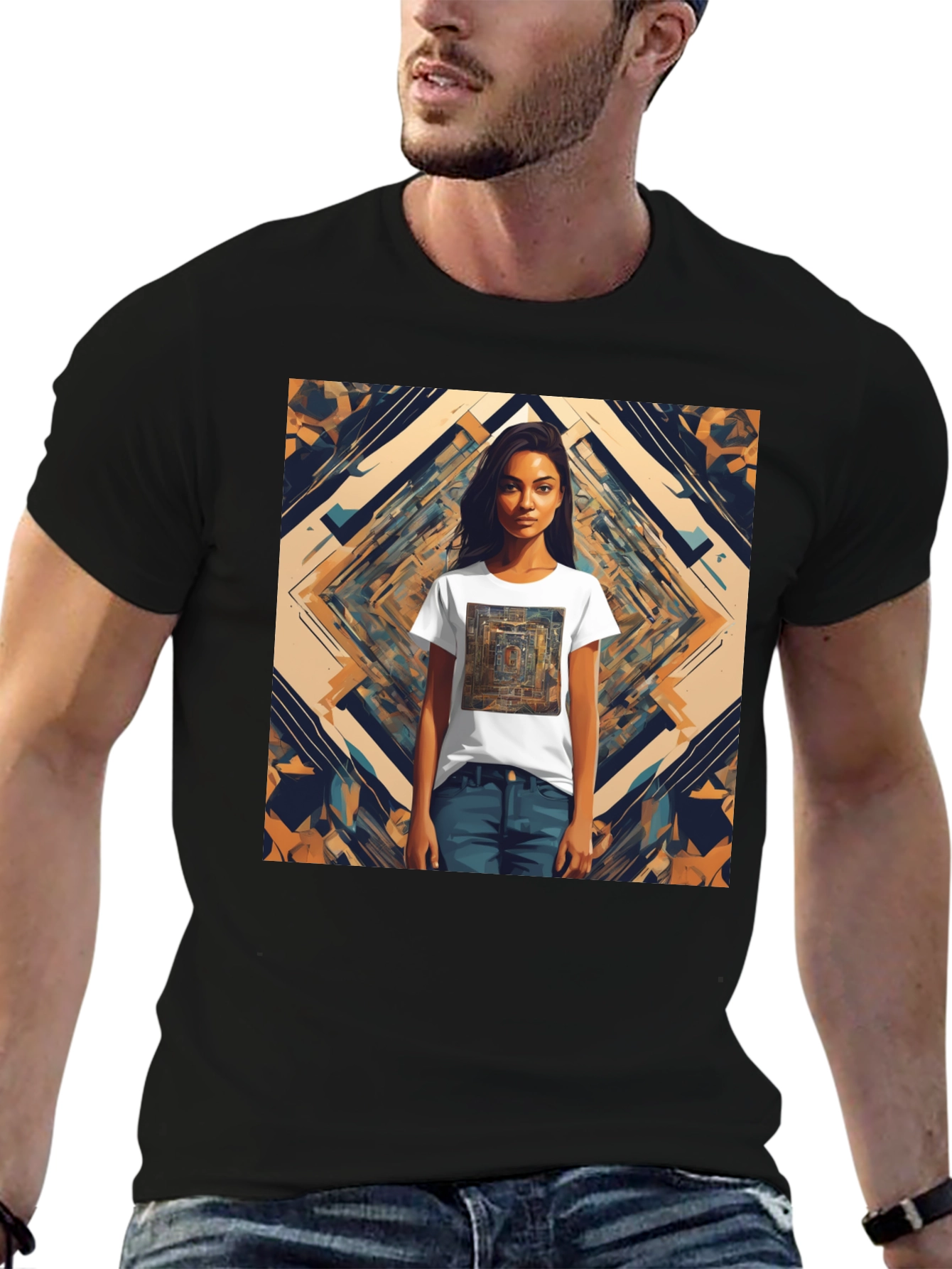 Abstract Graphic Tee - Edgy Style