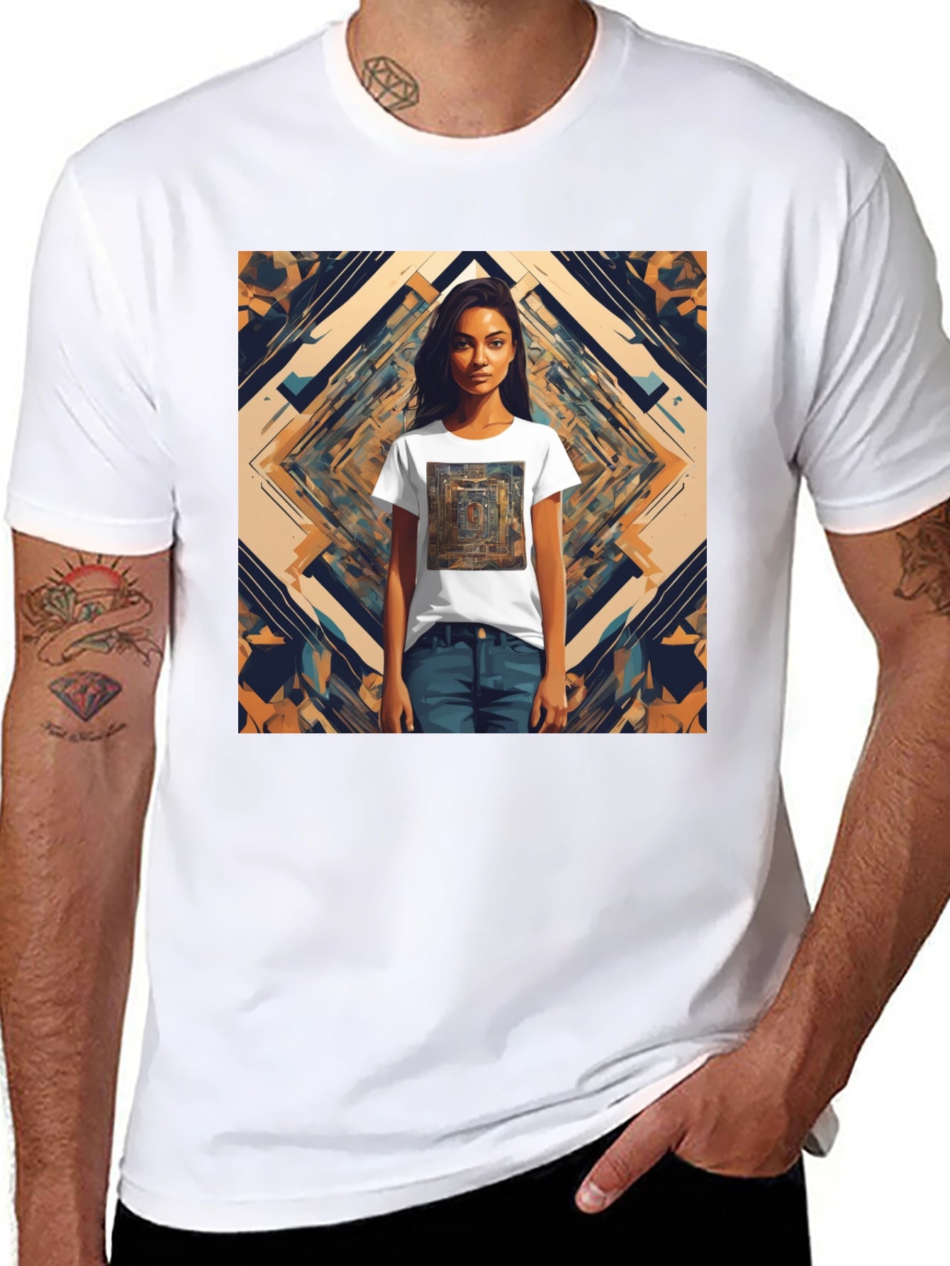 Abstract Graphic Tee - Edgy Style