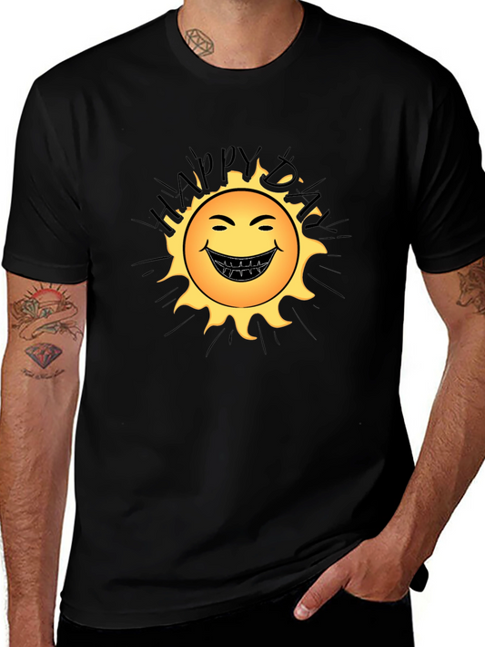 Happy Day Sun Graphic Black T-Shirt