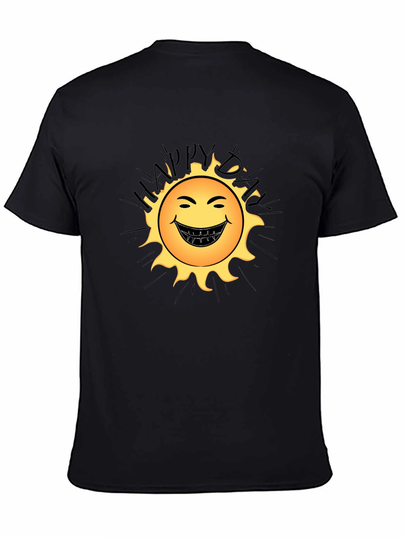 Happy Day Sun Graphic Black T-Shirt