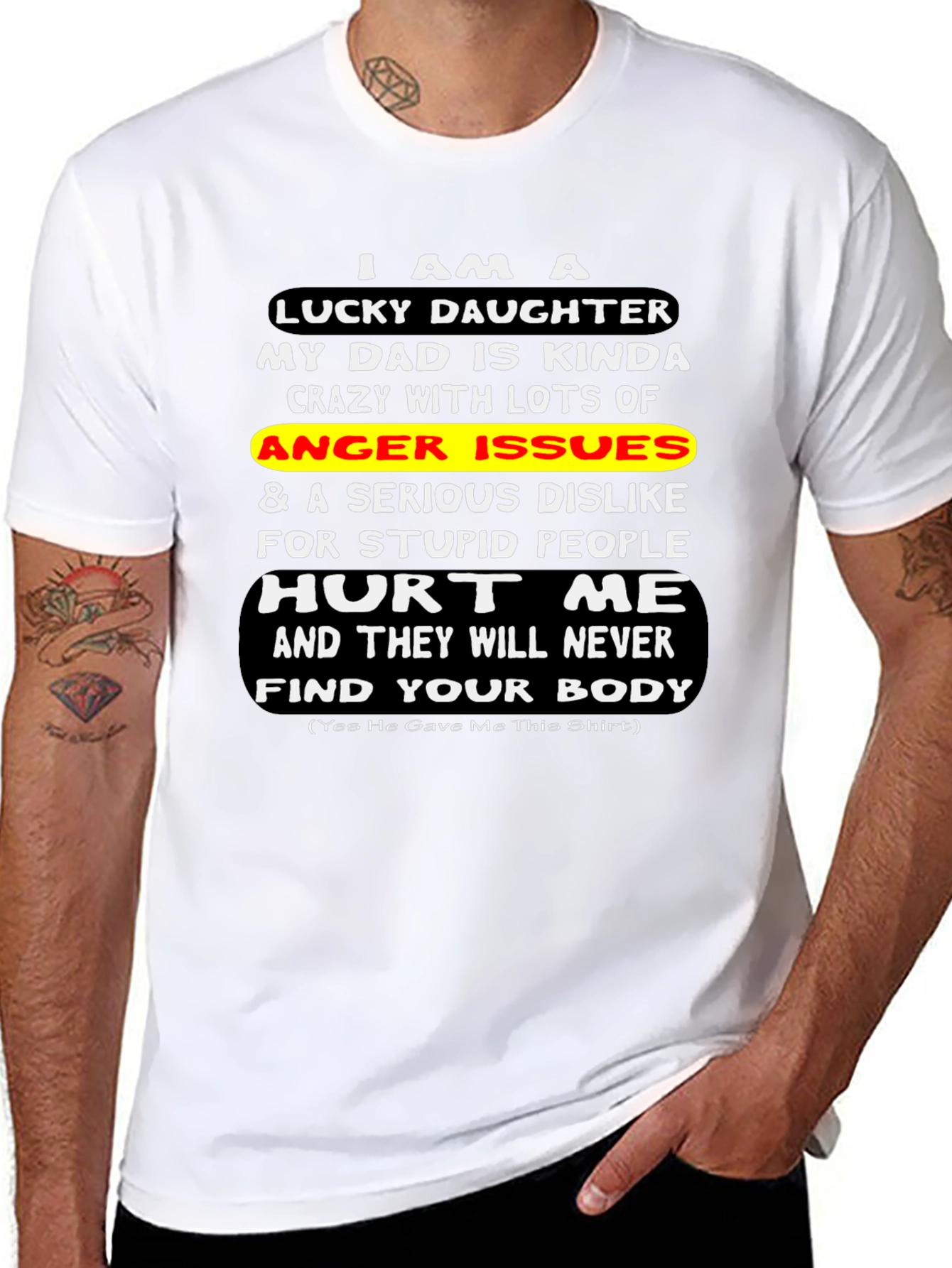 Lucky Daughter Graphic T-Shirt - Novelty Dad Gift