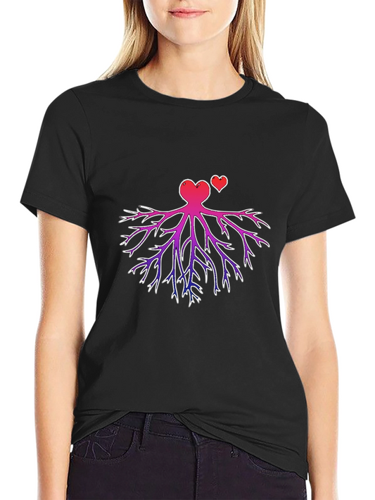 Heart Root Design Black T-Shirt