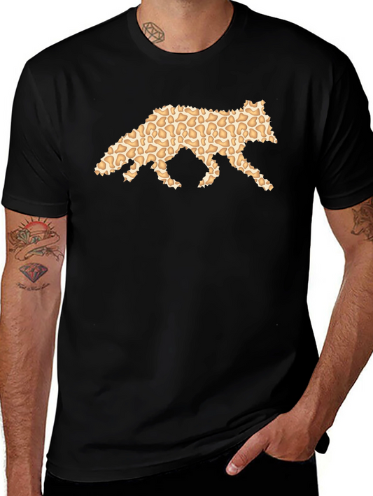 Cool Leopard Print Fox Graphic T-Shirt