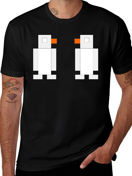 Pixelated Penguin Tee - Classic Black Cotton T-Shirt