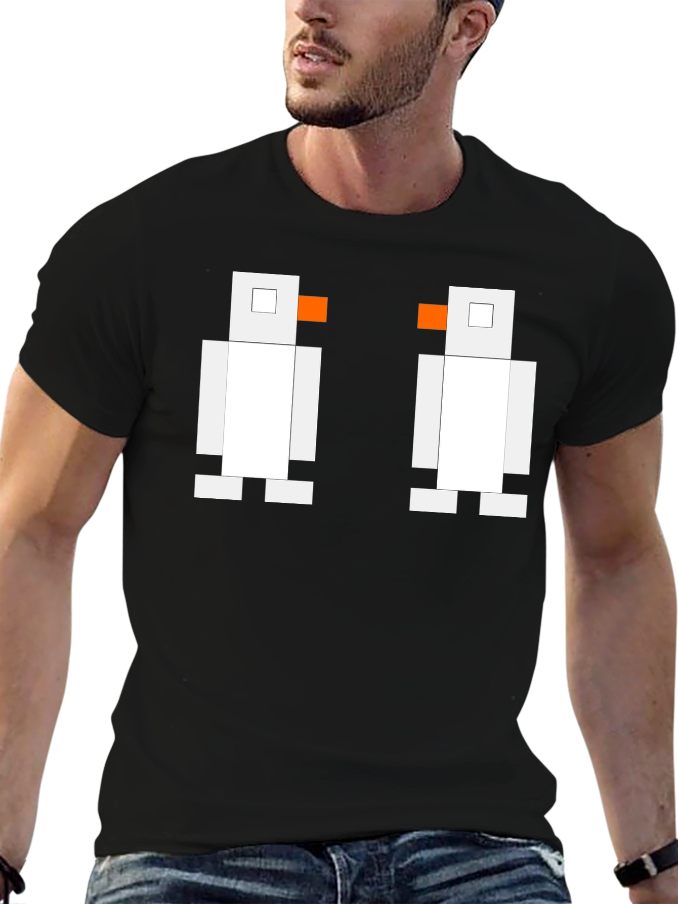 Pixelated Penguin Tee - Classic Black Cotton T-Shirt