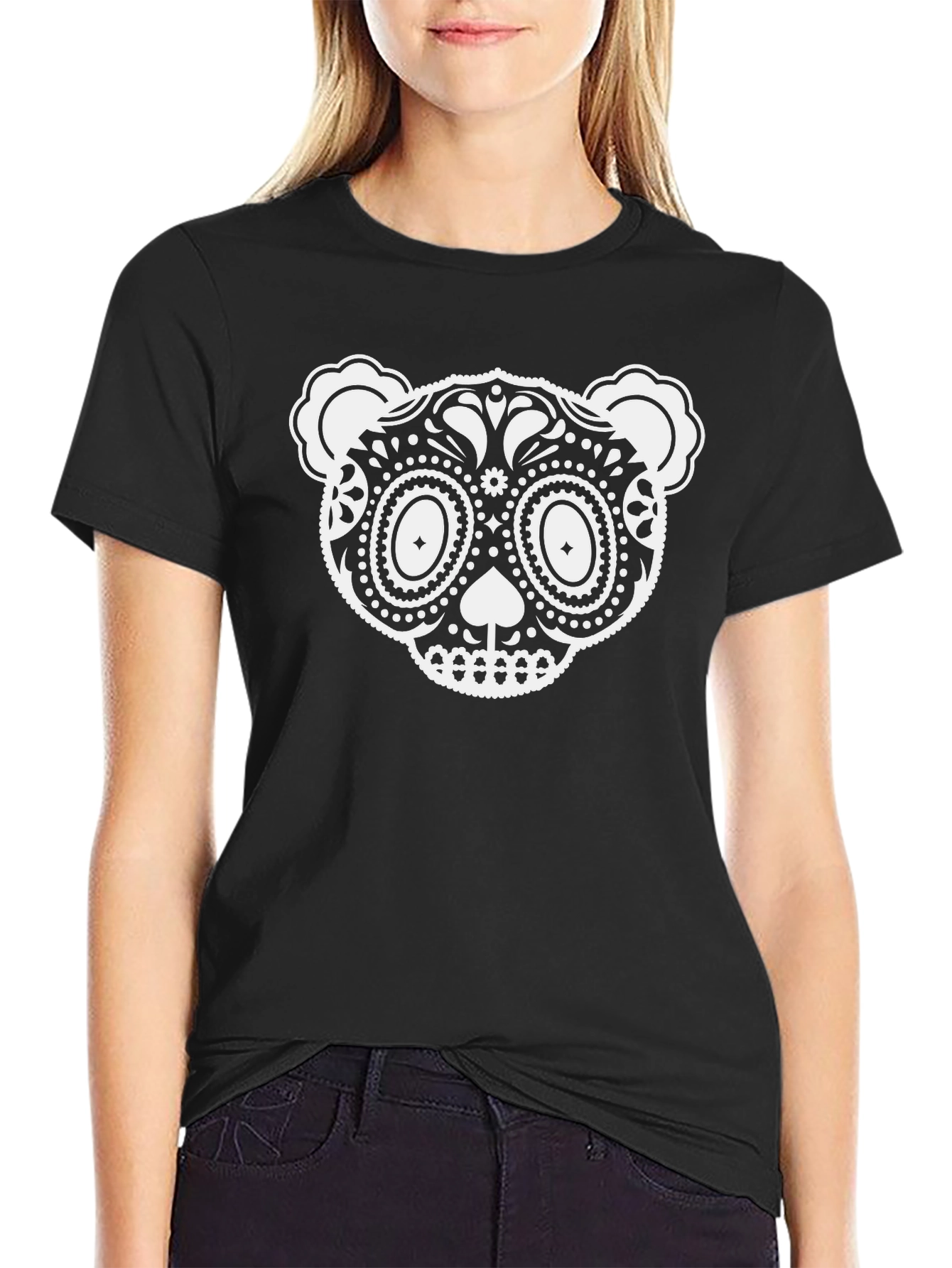 Sugar Skull Bear T-Shirt - Black Cotton Tee