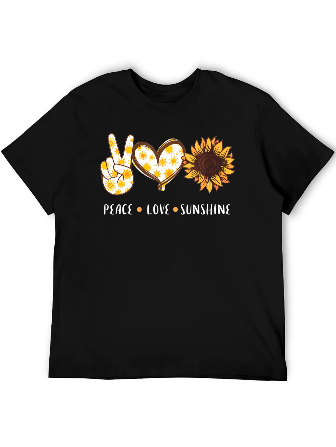 Peace Love Sunshine Graphic Tee - Black Unisex T-Shirt