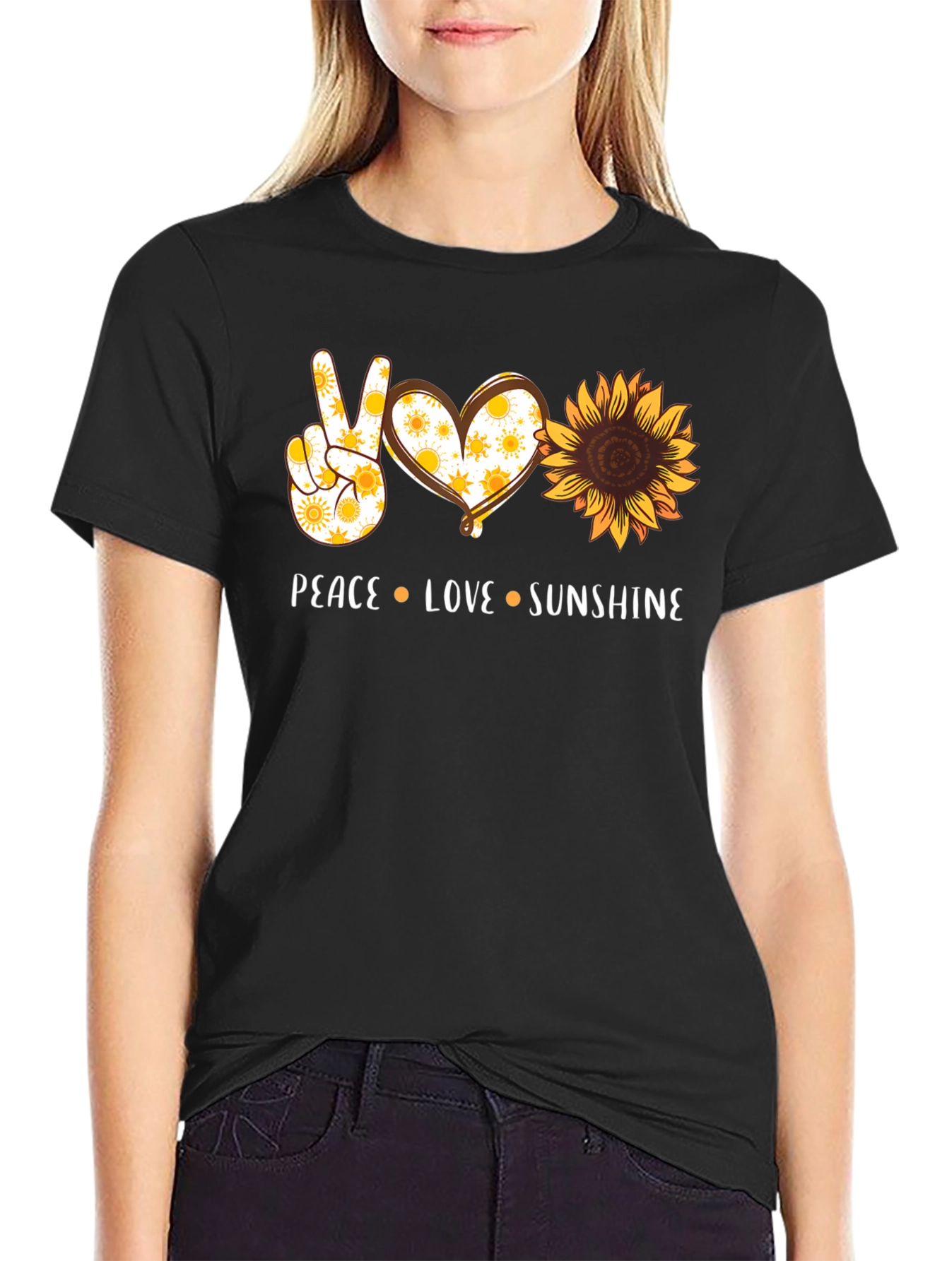 Peace Love Sunshine Graphic Tee - Black Unisex T-Shirt
