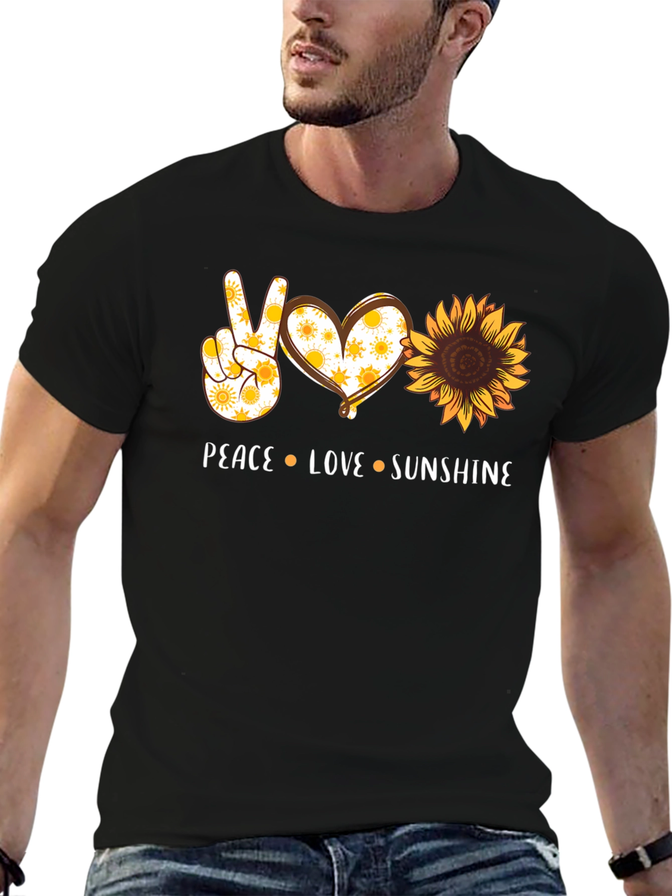 Peace Love Sunshine Graphic Tee - Black Unisex T-Shirt