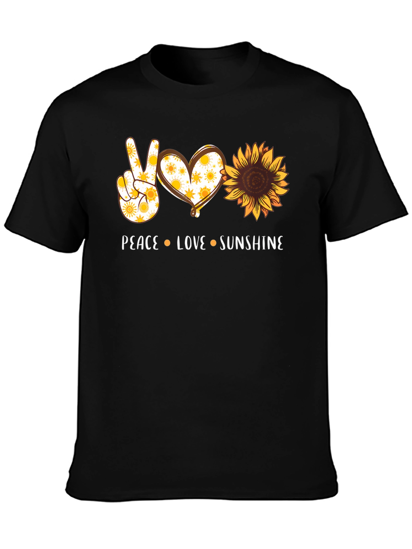 Peace Love Sunshine Graphic Tee - Black Unisex T-Shirt