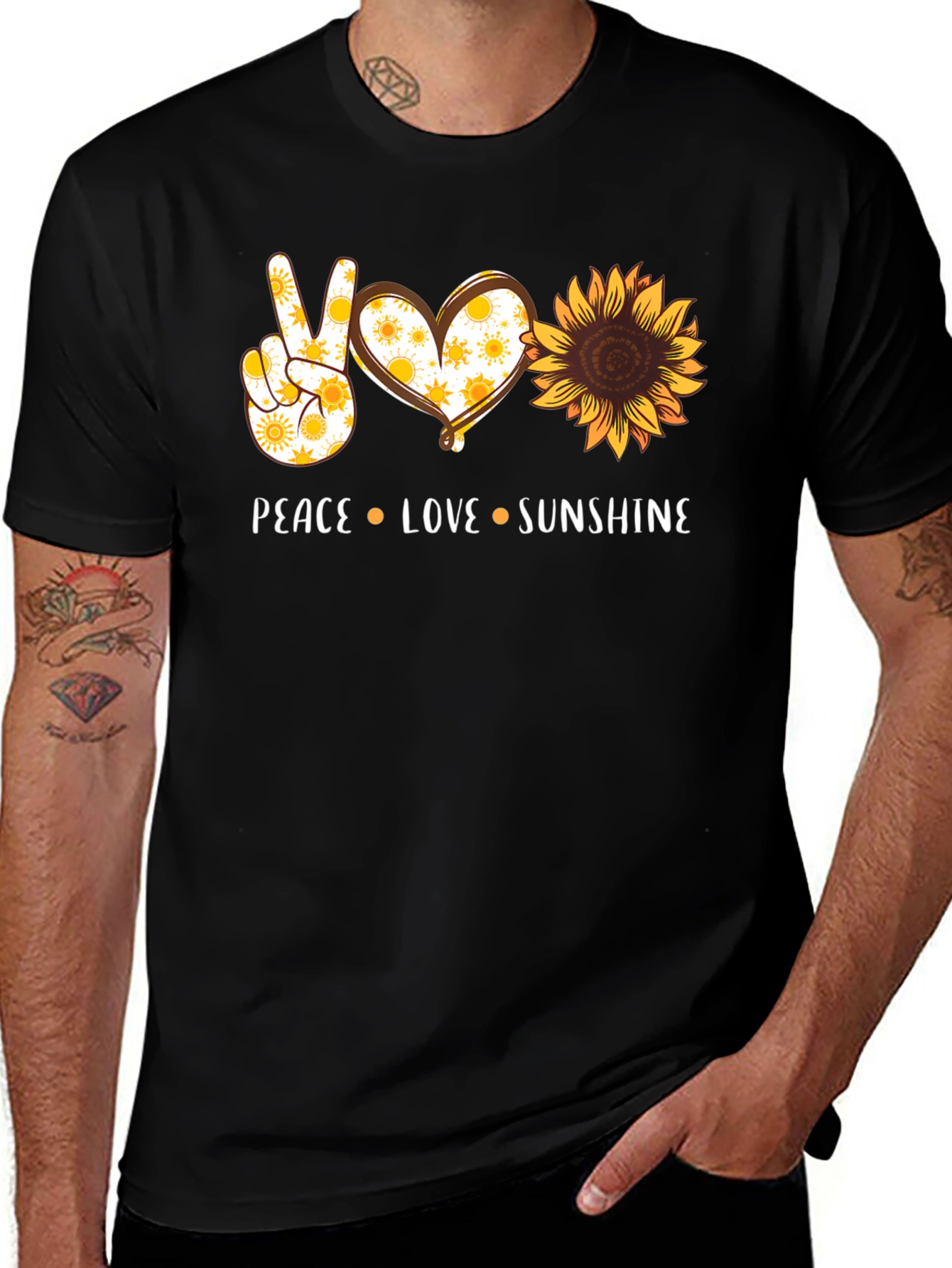 Peace Love Sunshine Graphic Tee - Black Unisex T-Shirt