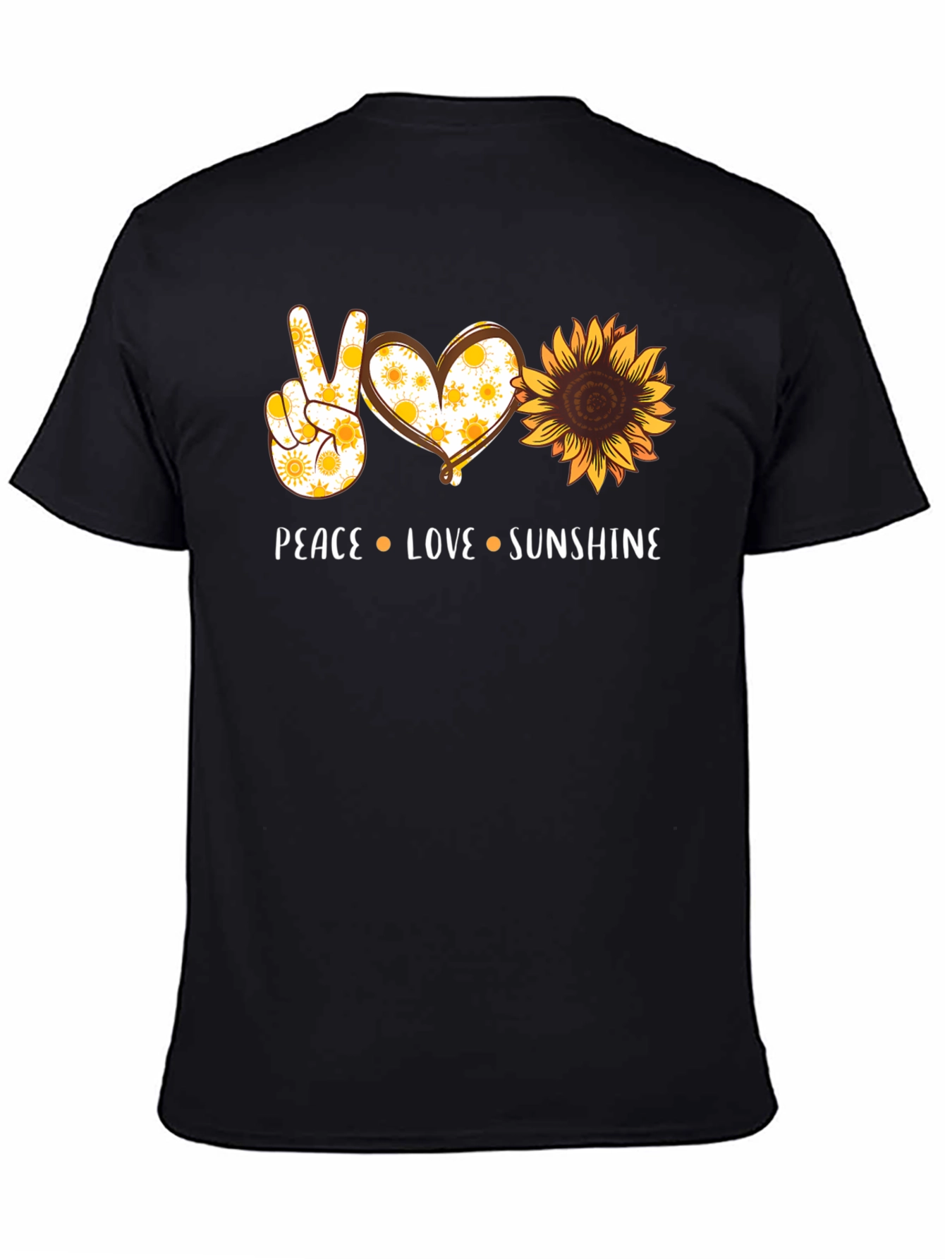 Peace Love Sunshine Graphic Tee - Black Unisex T-Shirt