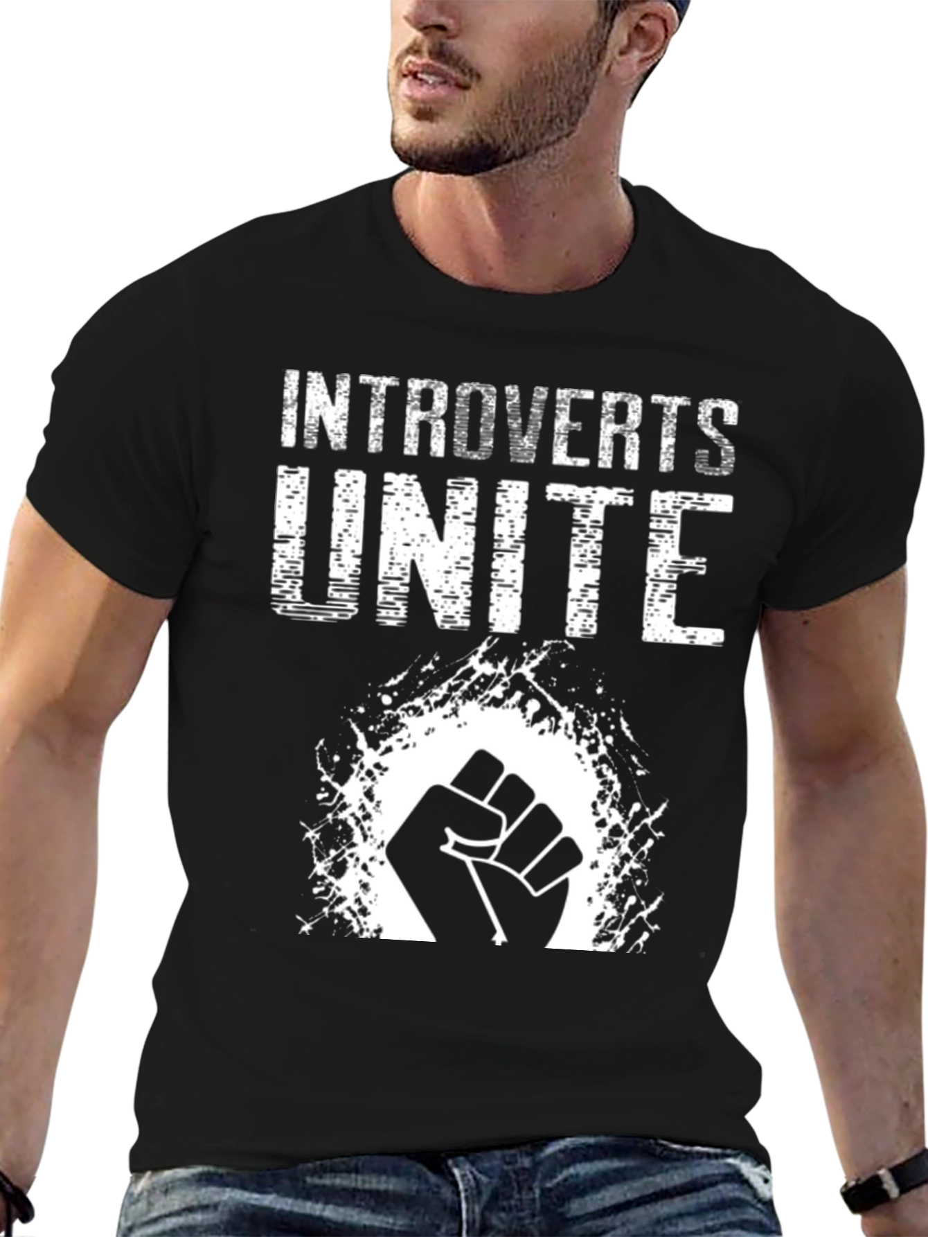 Introverts Unite Black Graphic T-Shirt