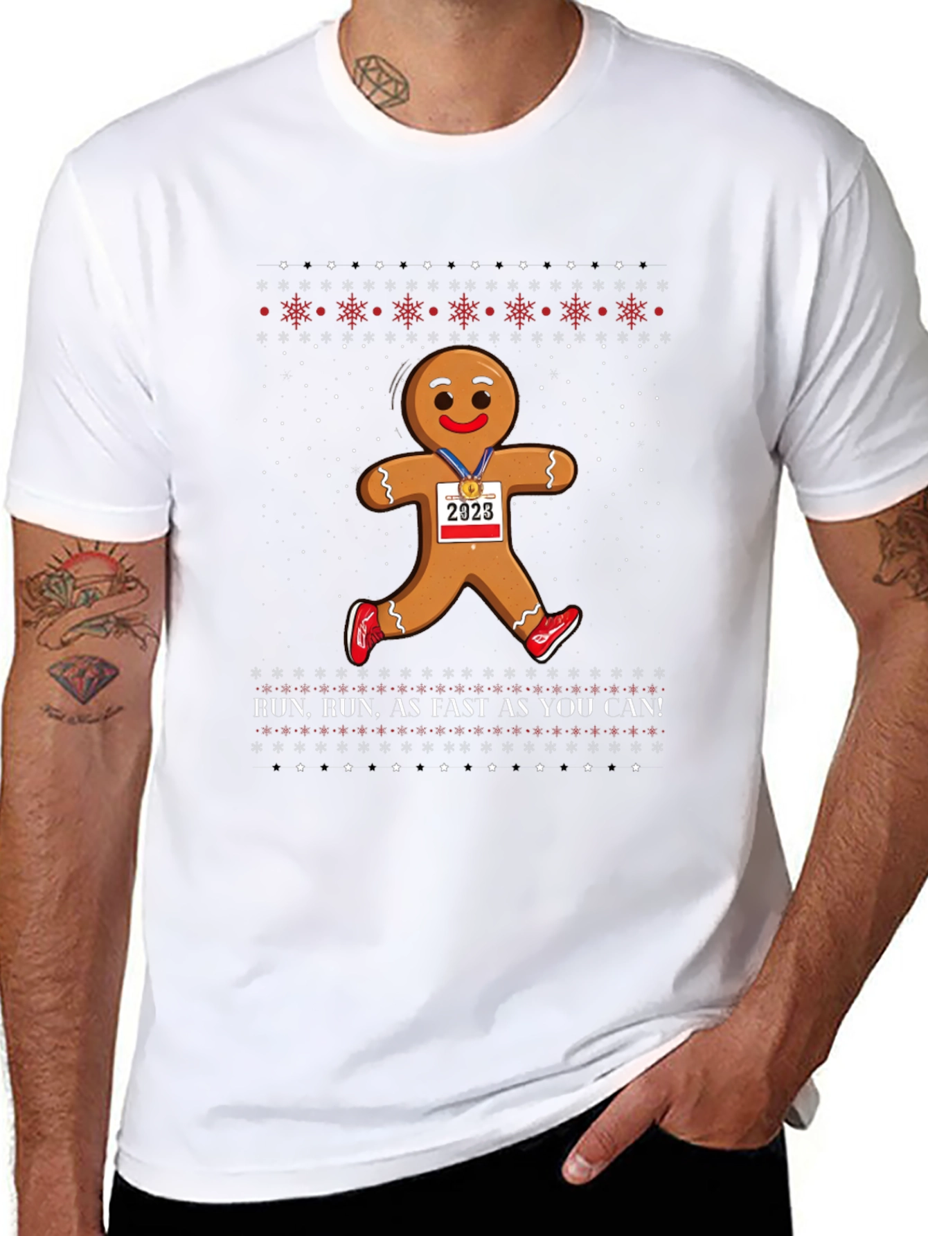 Gingerbread Man Run Christmas Tee