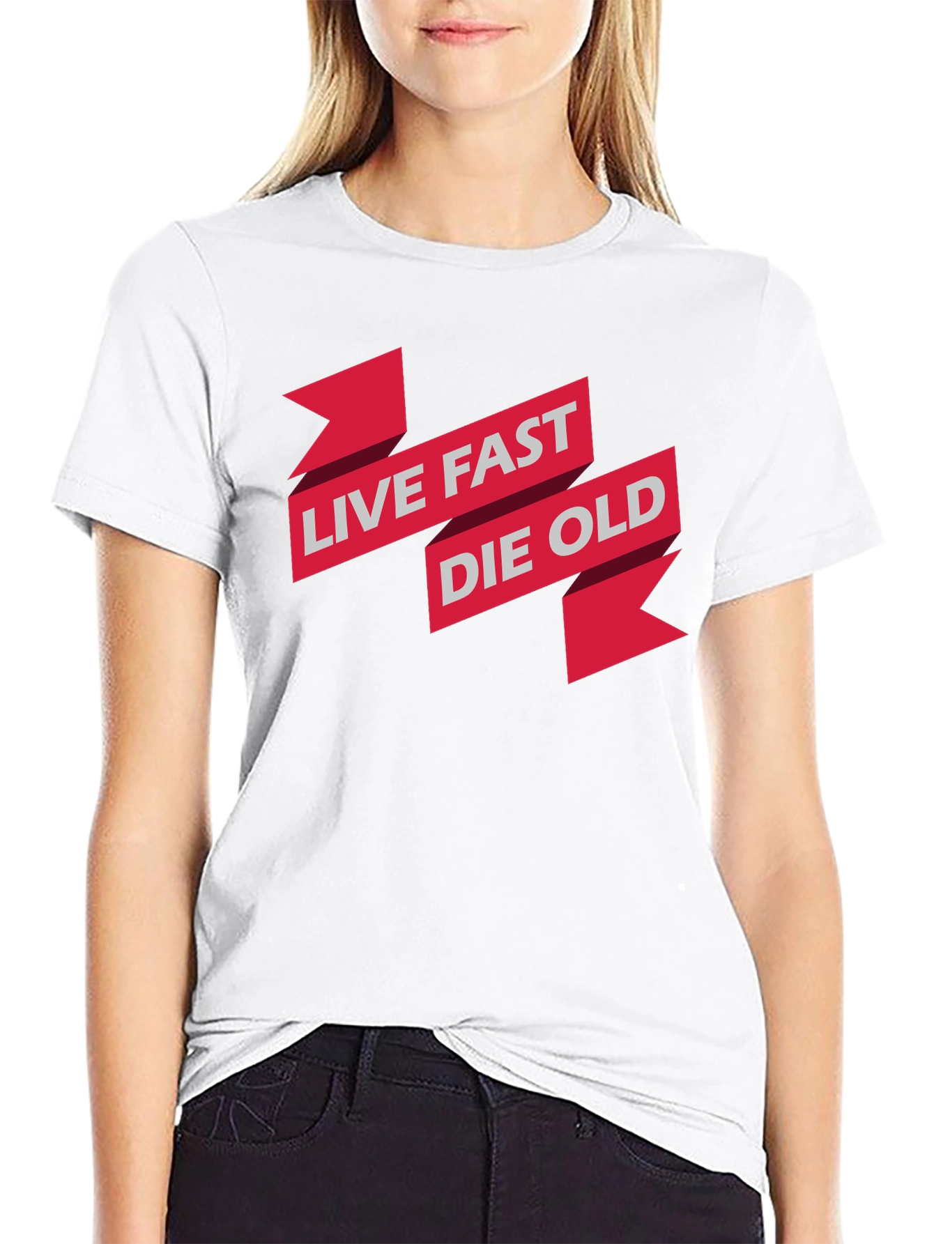 Live Fast Die Old Graphic Print Black T-Shirt