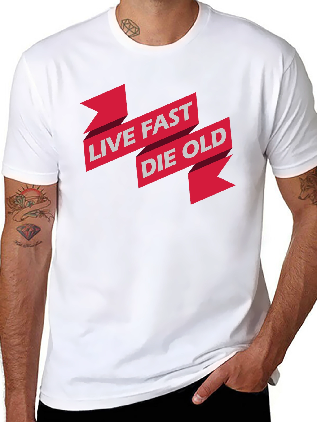 Live Fast Die Old Graphic Print Black T-Shirt