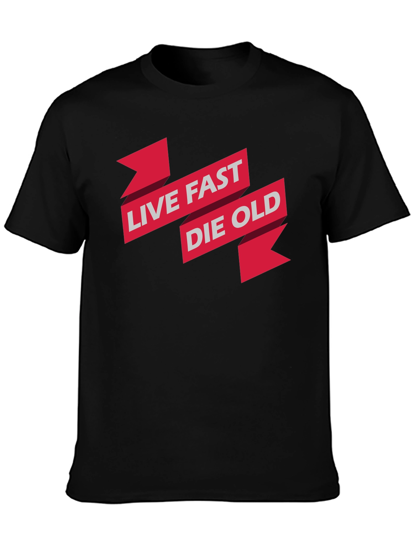 Live Fast Die Old Graphic Print Black T-Shirt