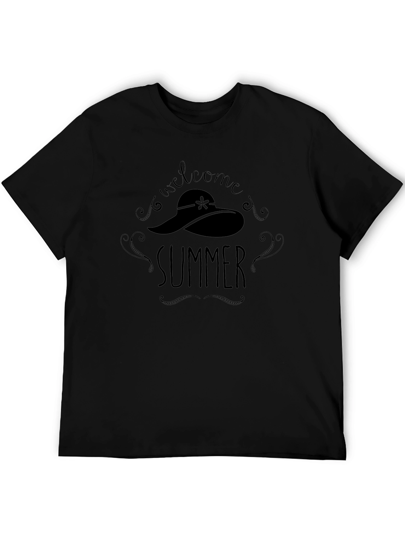 Welcome Summer Graphic Tee - Casual Black T-Shirt