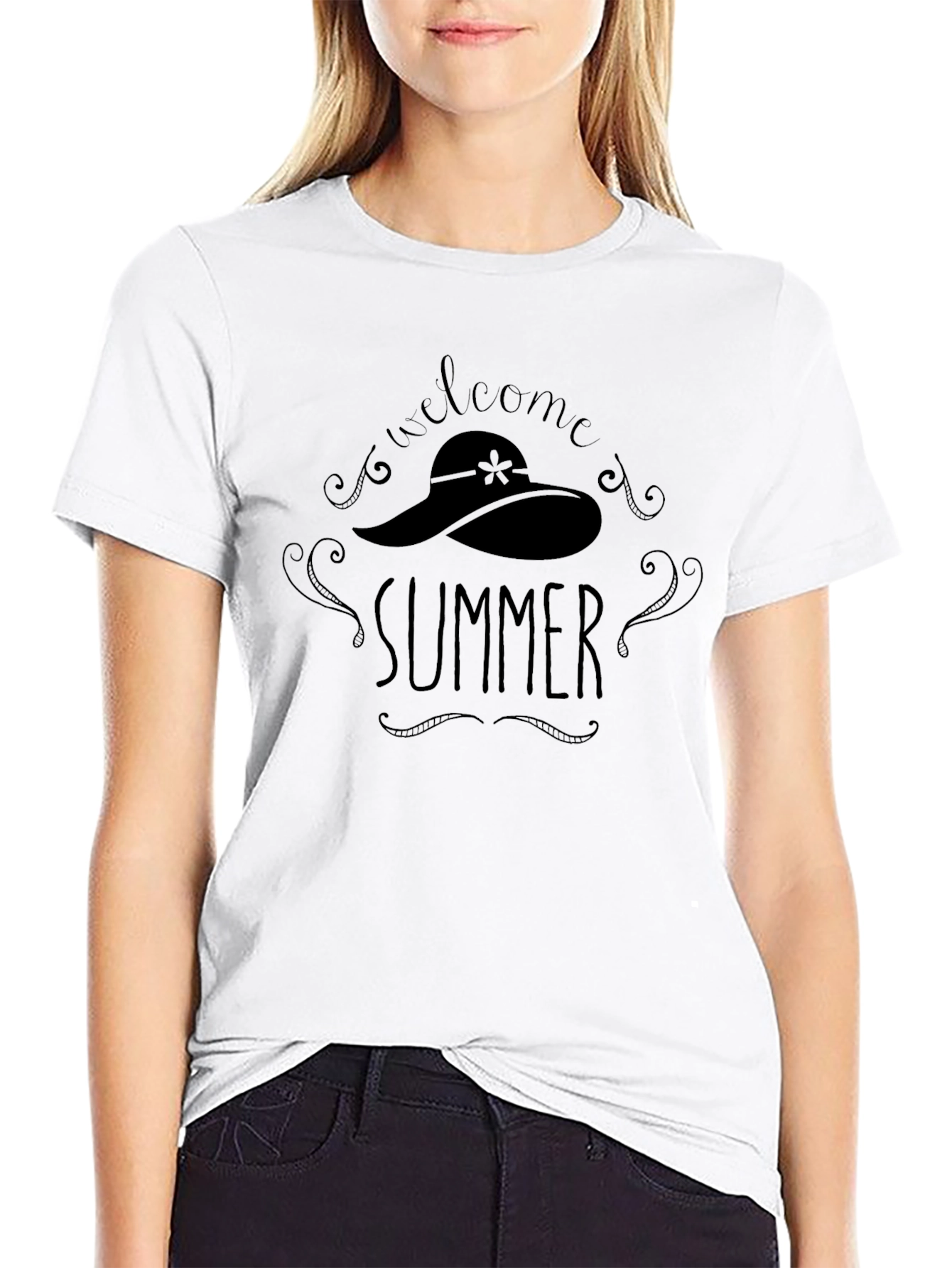 Welcome Summer Graphic Tee - Casual Black T-Shirt
