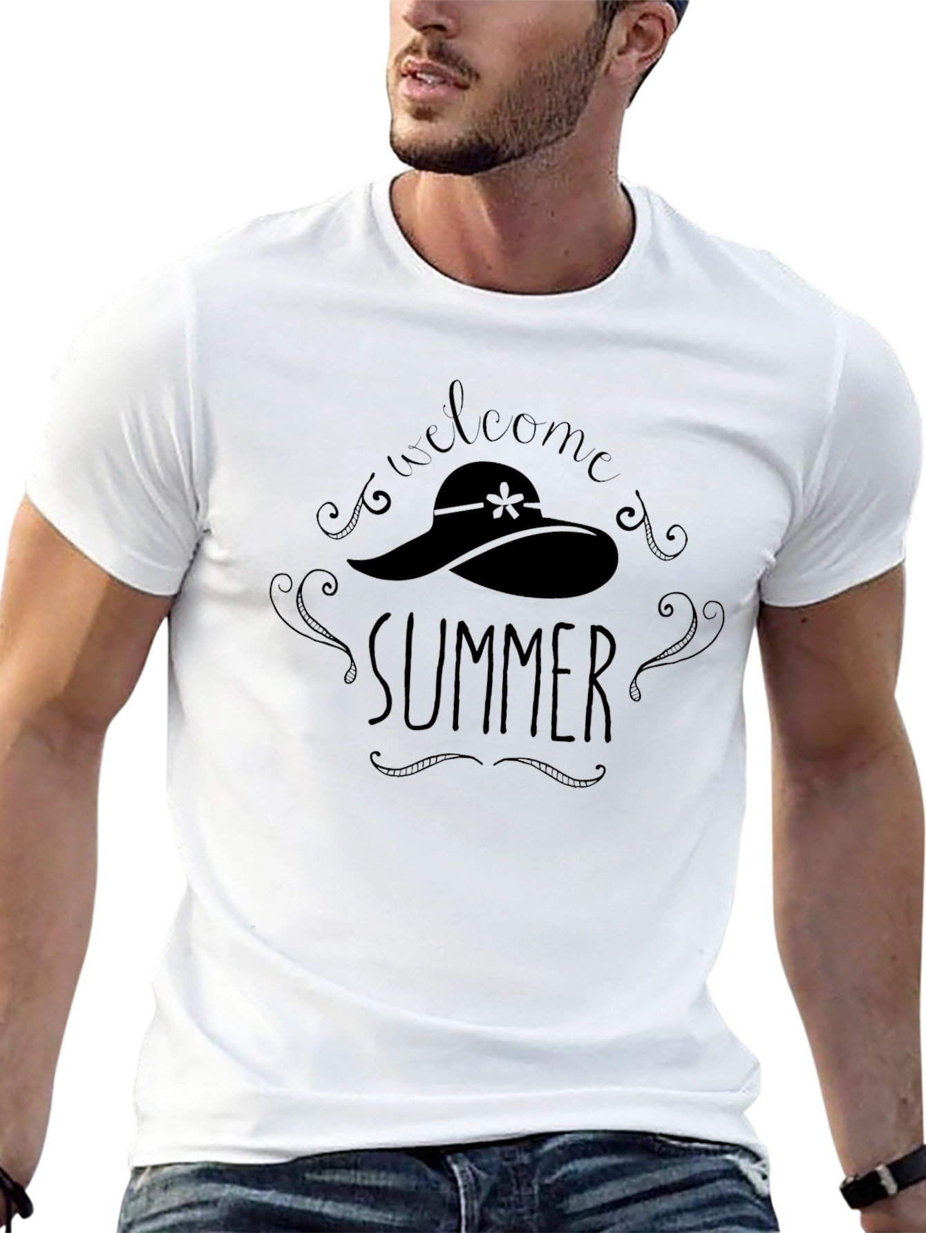 Welcome Summer Graphic Tee - Casual Black T-Shirt