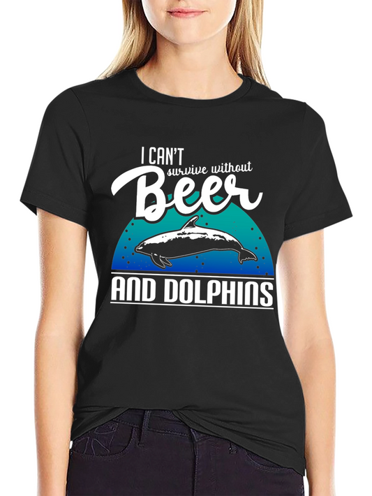 Beer & Dolphins T-Shirt - Humorous Graphic Tee