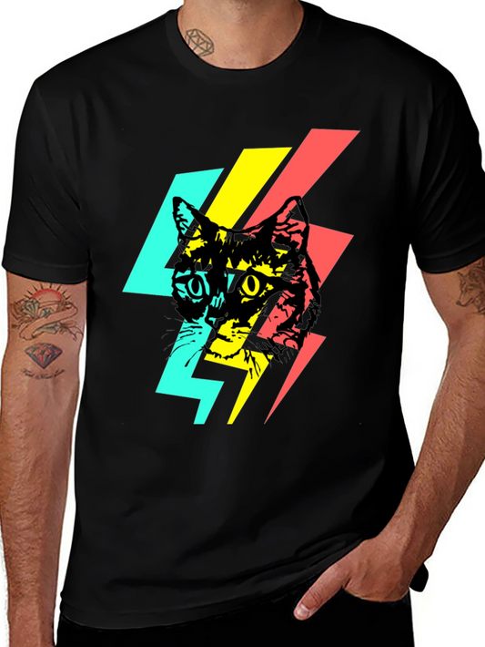 Cool Cat Lightning Bolt Graphic Tee - Black