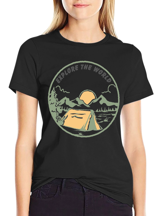 Explore the World Camping Graphic Tee - Black